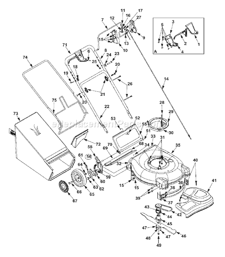 Page A Diagram and Parts List for 12AS449T401 2002 Yard Man Lawn Mower